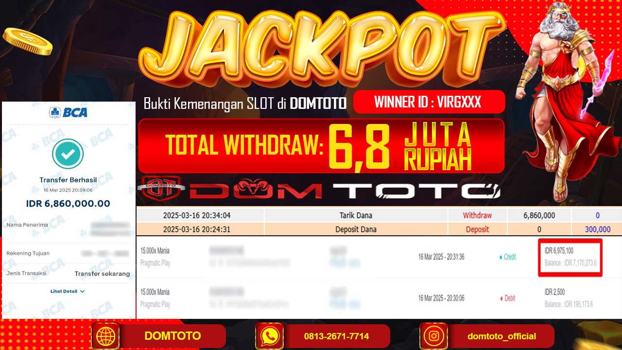 JACKPOT SLOT 15.000X MANIA 16 MARET 2025